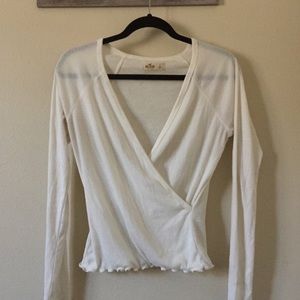 Hollister white/cream crossover long sleeve